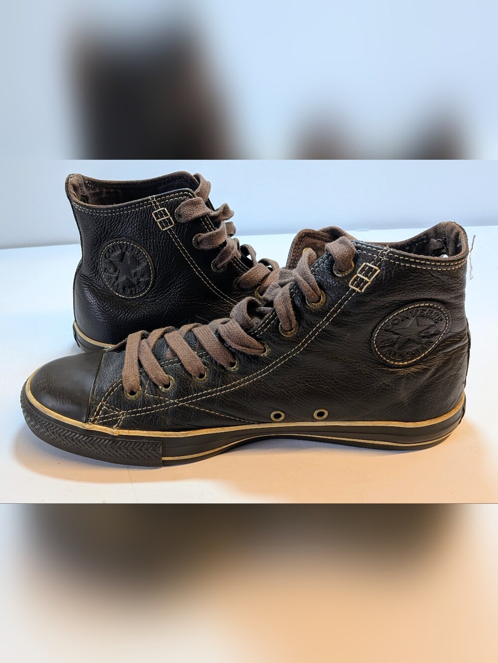 Converse Chuck Taylor All Star Hi Leather High Top Sneakers Brown Men's 9.5